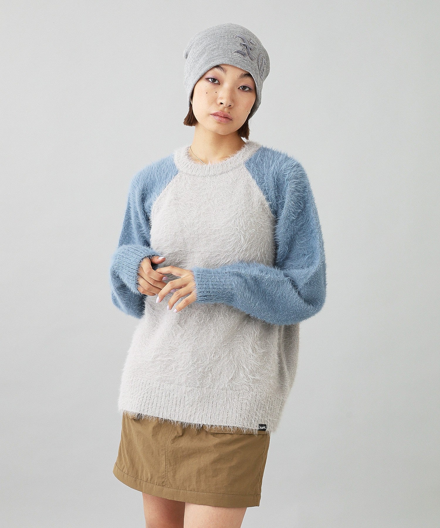 SHAGGY KNIT RAGLAN SLEEVE TOP