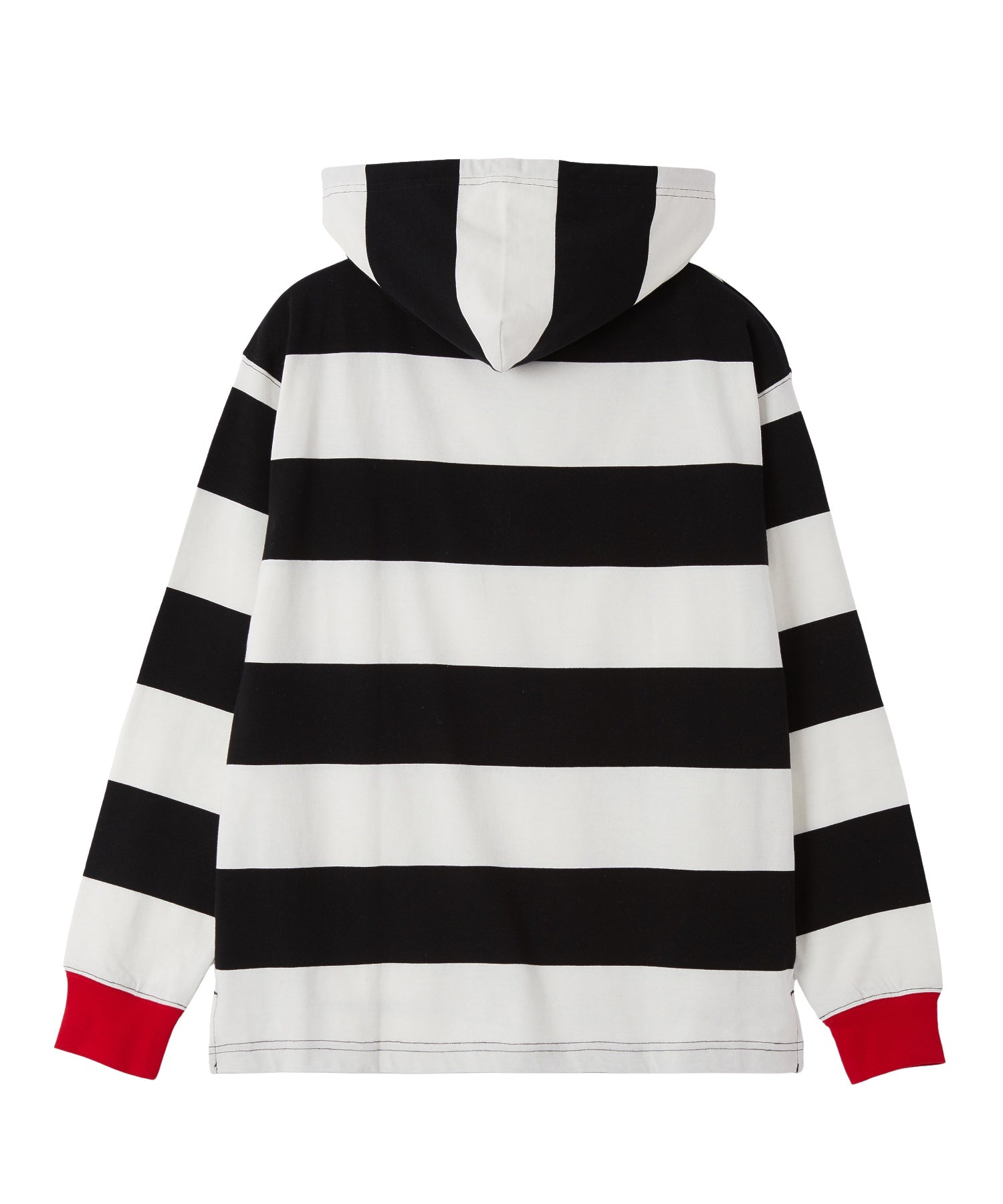 CONTRAST RIB STRIPED HOODED TOP