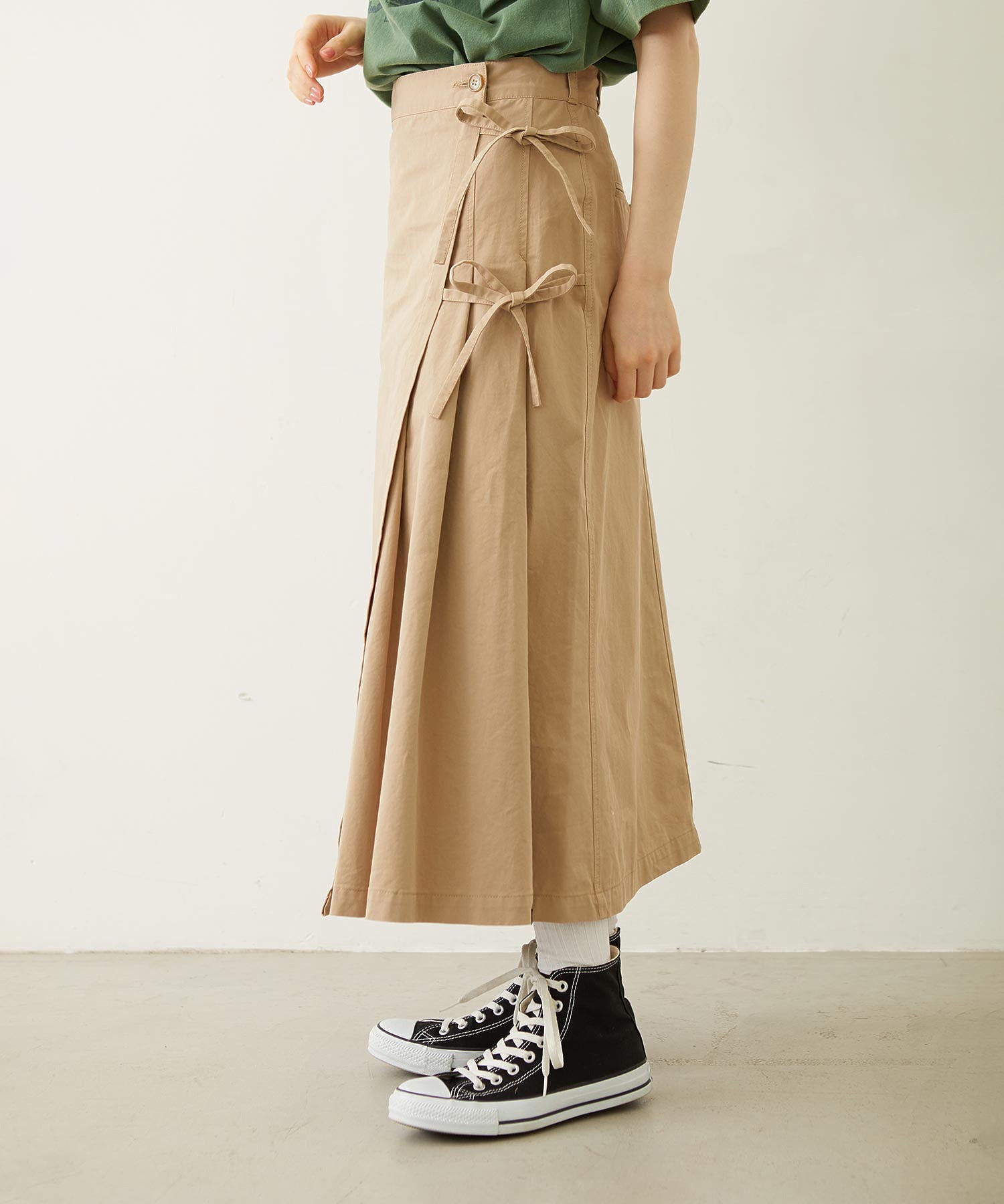CHINO TUCK LONG SKIRT