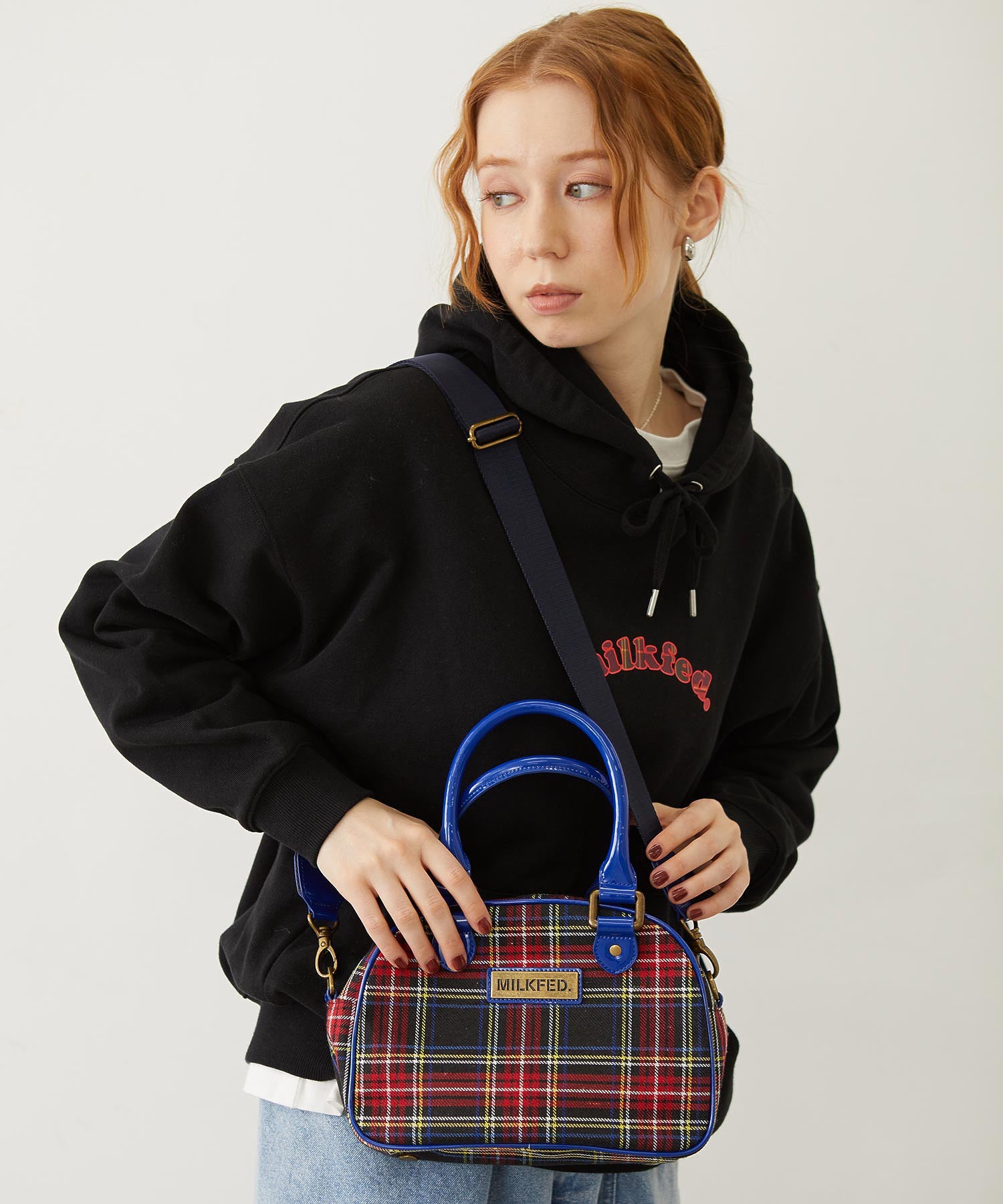 PLAID PATTERN BOSTON BAG