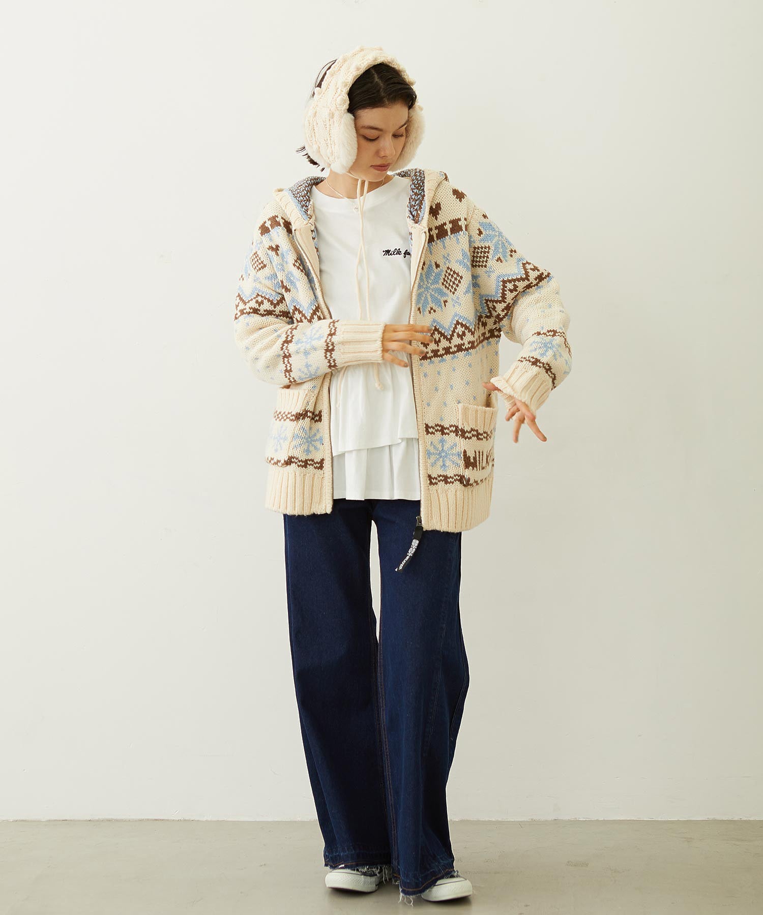 SNOW PATTERN COWICHAN KNIT JACKET