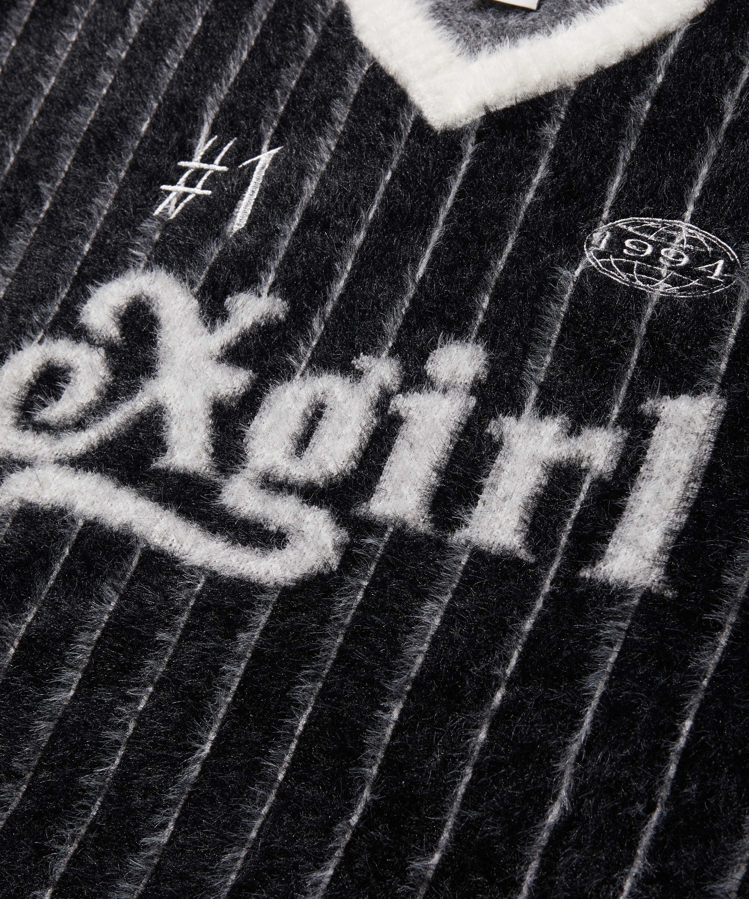 GAME SHIRT JACQUARD SHAGGY KNIT TOP