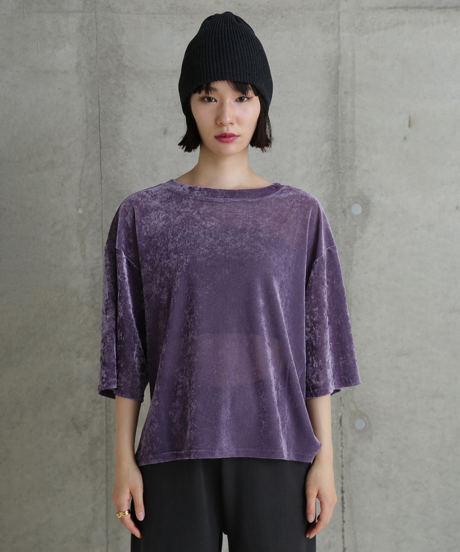 CHIGNON/ベロアメッシュTシャツ