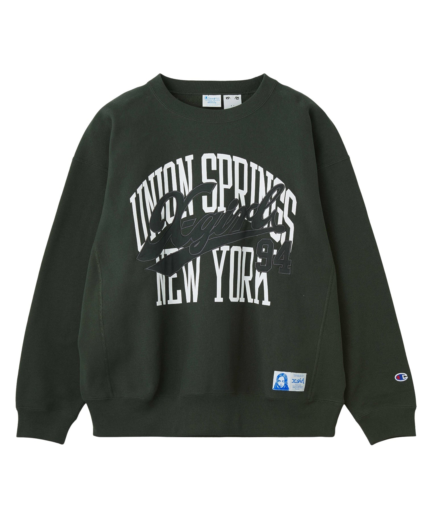 X-girl x Champion REVERSE WEAVE® PRINT AND PATCHED LOGO SWEATSHIRT