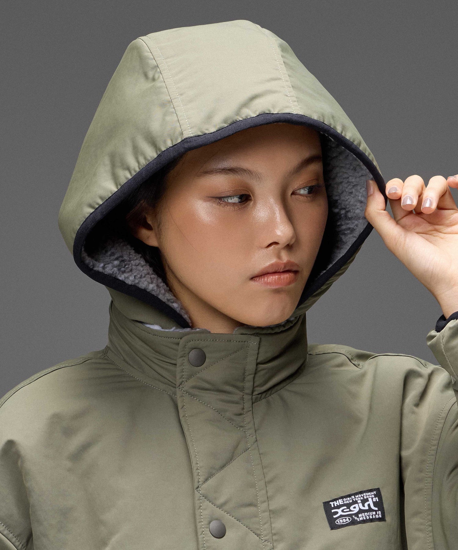 BRUSHED COLLAGE GRAPHIC REVERSIBLE BOA BLOUSON
