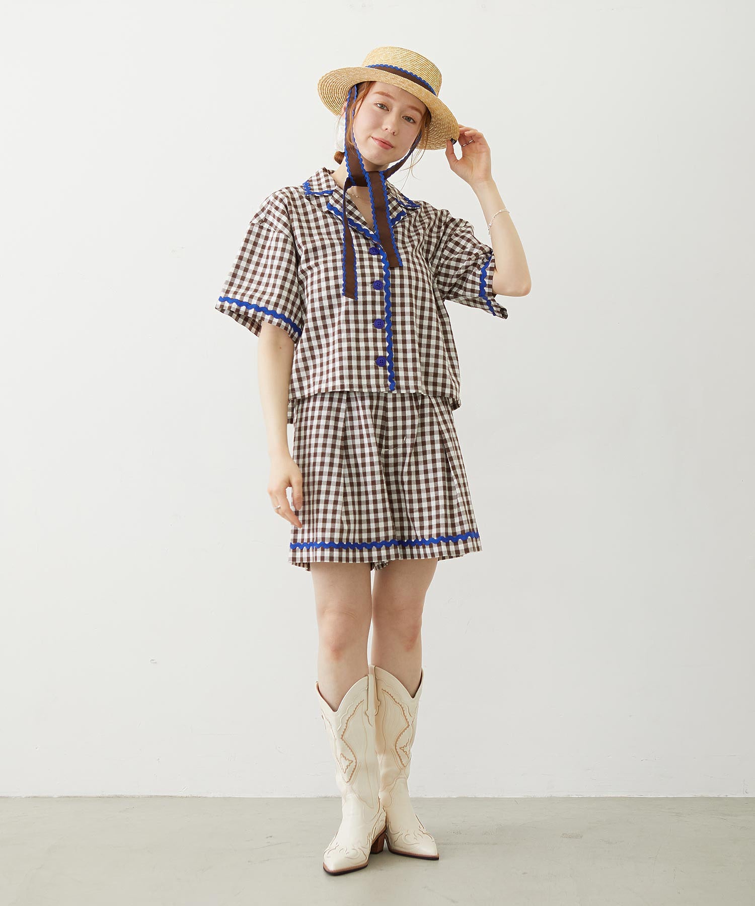 TRIMMED GINGHAM CHECK SHIRT