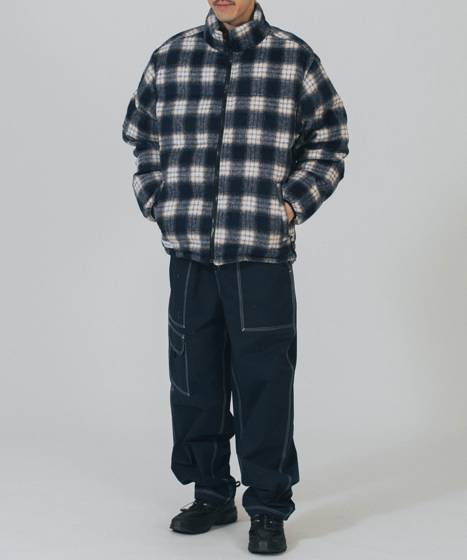 BUTTER/バター/Reversible Plaid Puffer Jacket