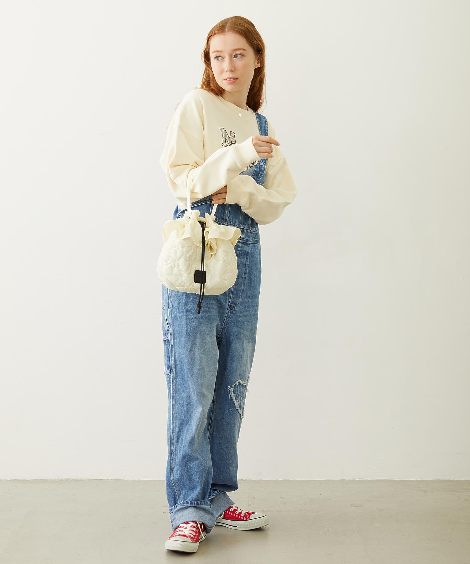 HEART QUILTED DRAWSTRING BAG