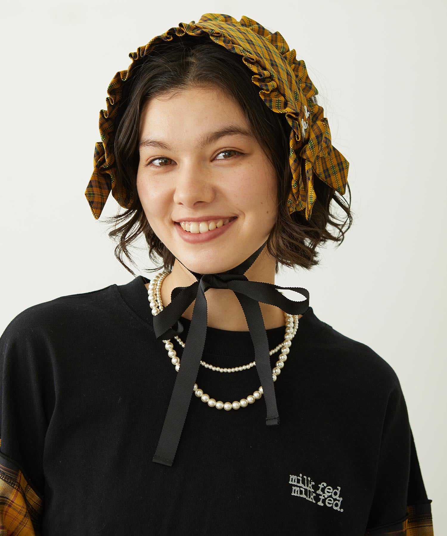 FRILLED TARTAN EARMUFFS