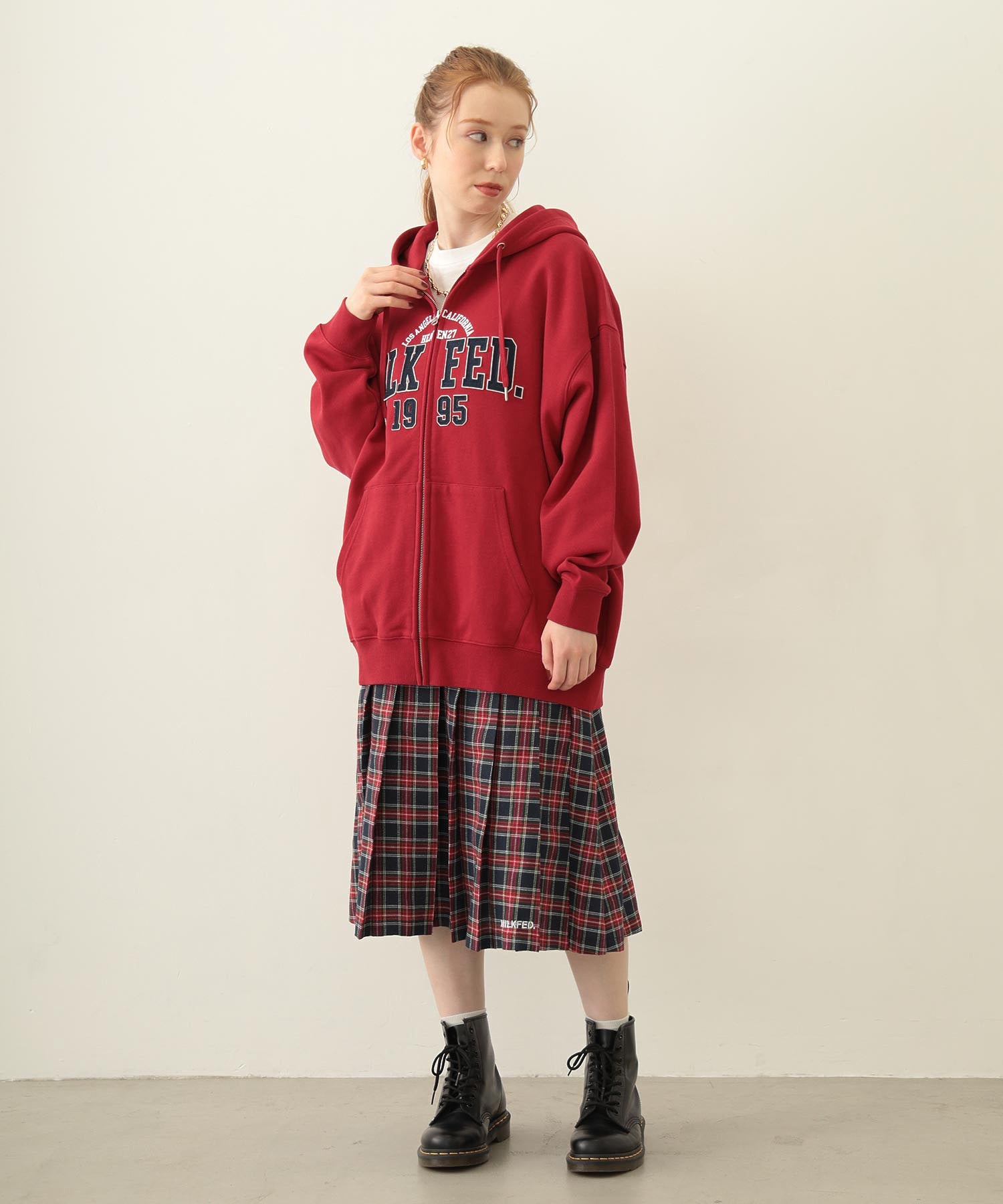 COLLEGE PATCH ZIP UP HOODIE