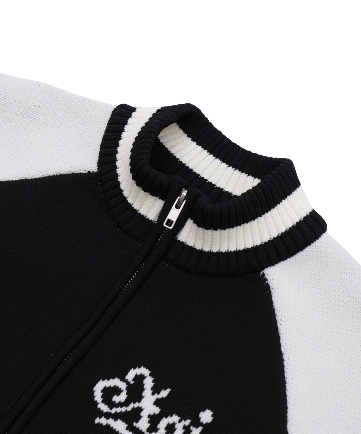 PATCH AND JACQUARD STADIUM KNIT JACKET