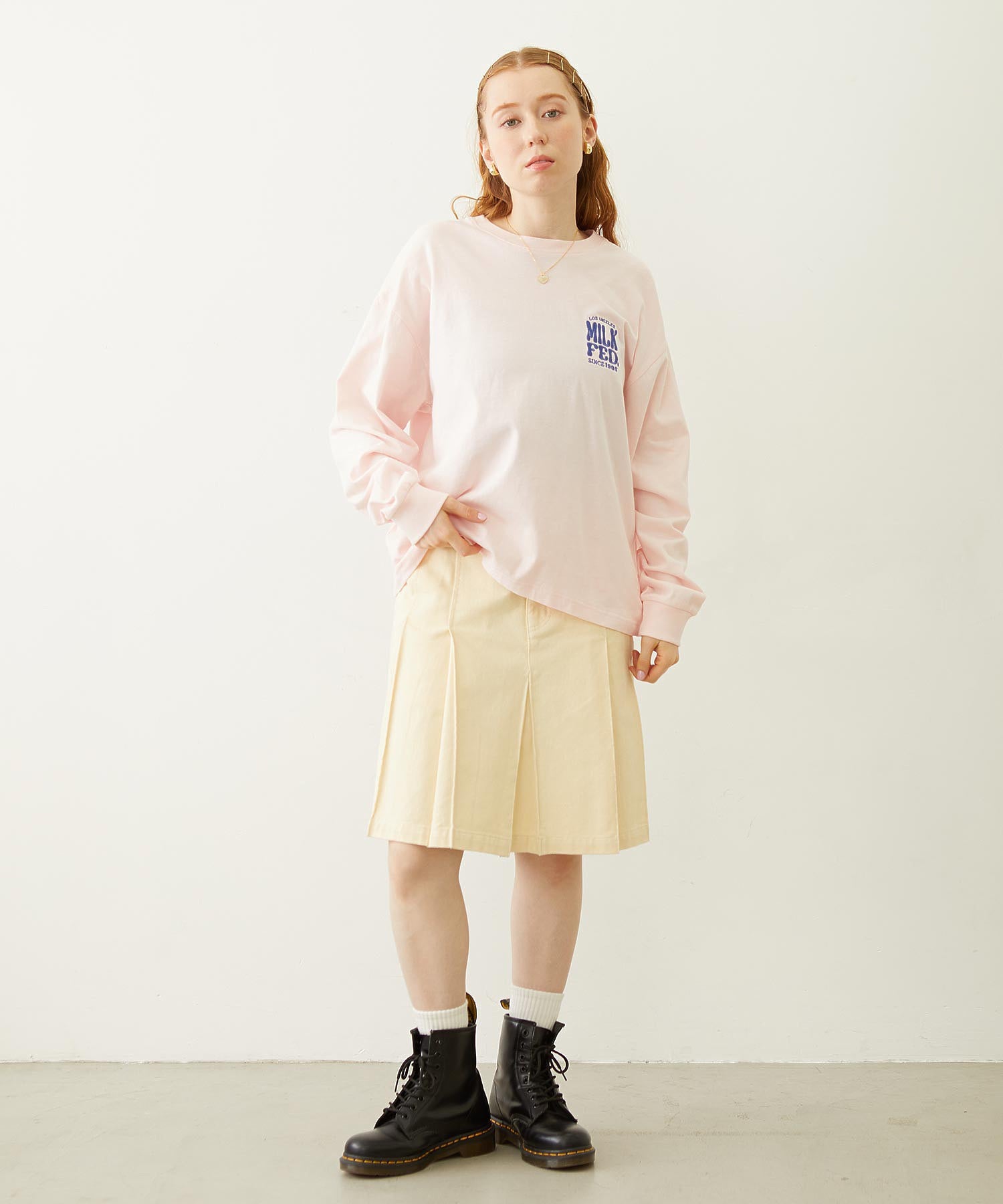 FLOWER DOT PATTERN LOGO WIDE L/S TEE