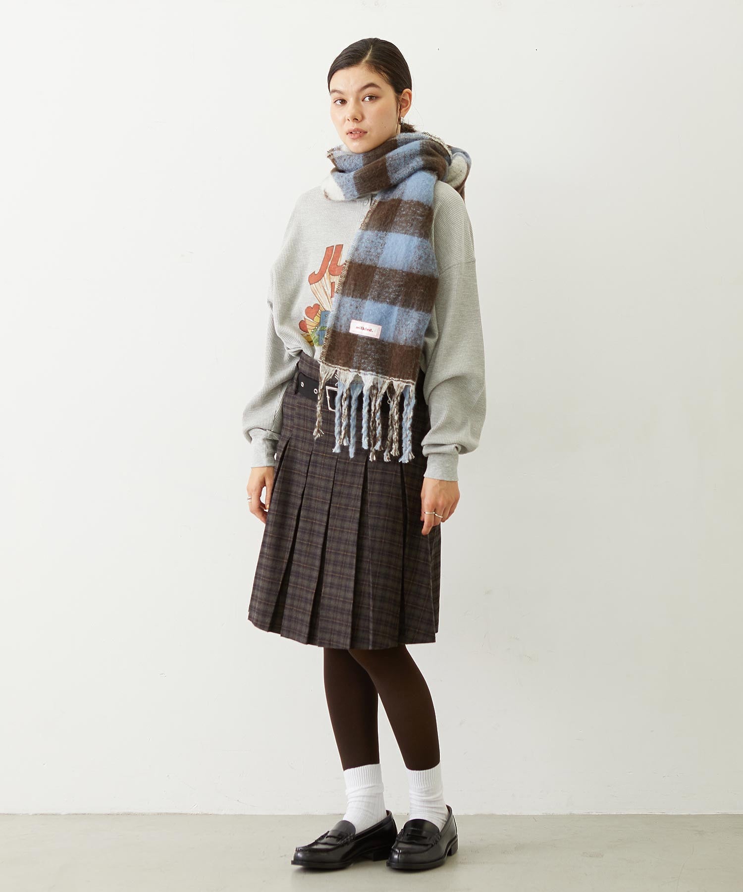 GINGHAM CHECK LOGO STOLE