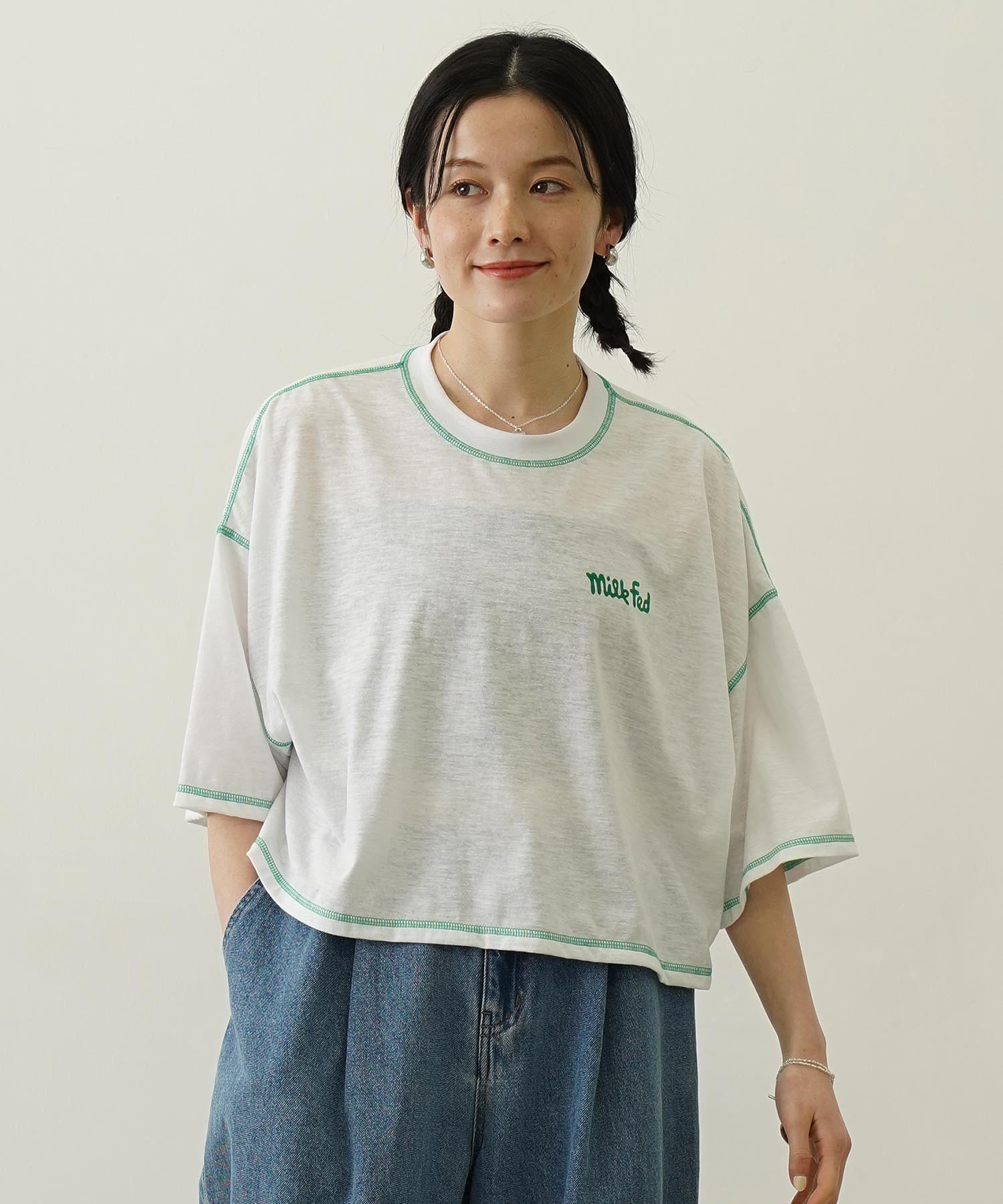 COLOR STITCH WIDE S/S TOP