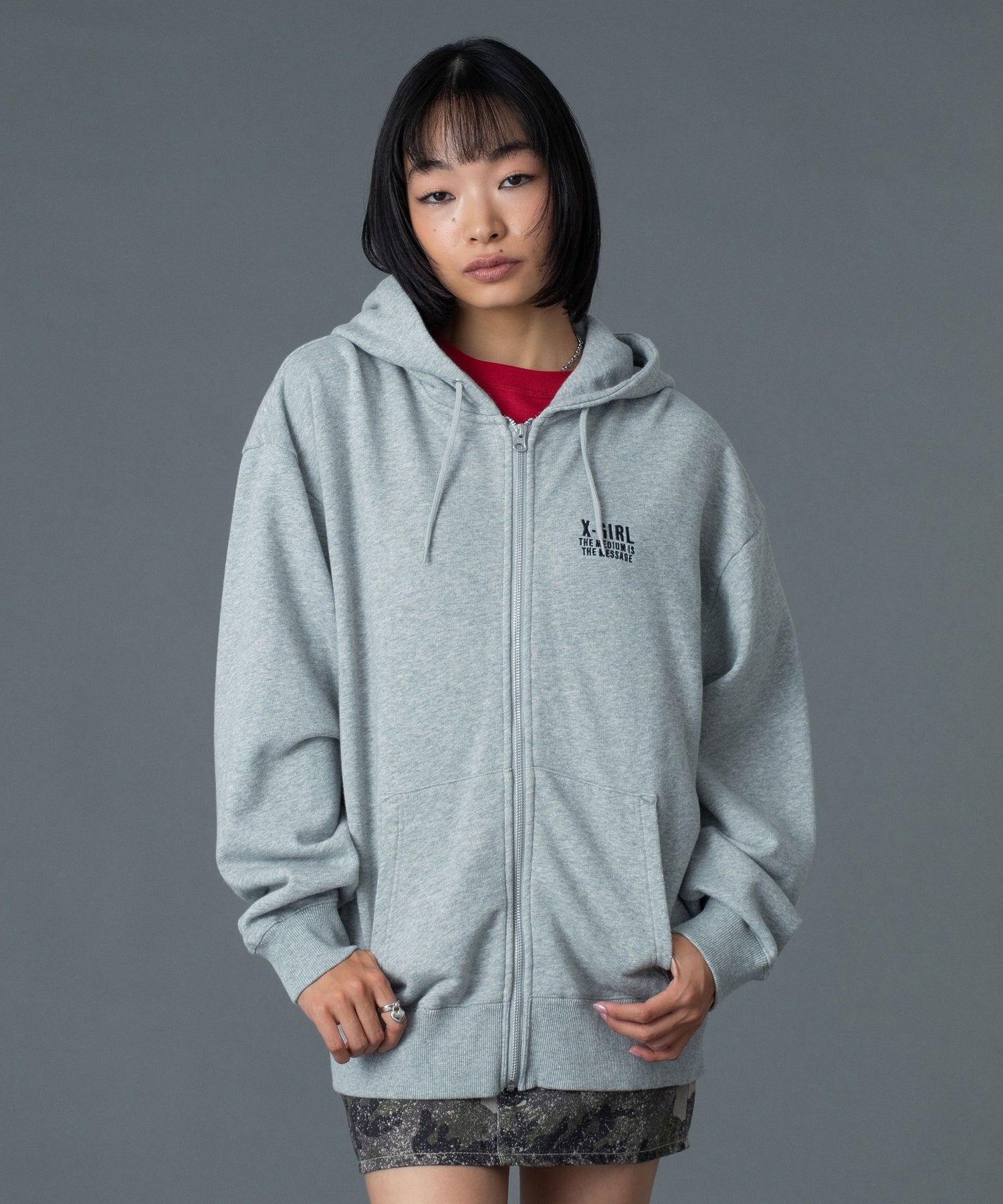 CIRCLE MESSAGE AND FACE ZIP UP SWEAT HOODIE