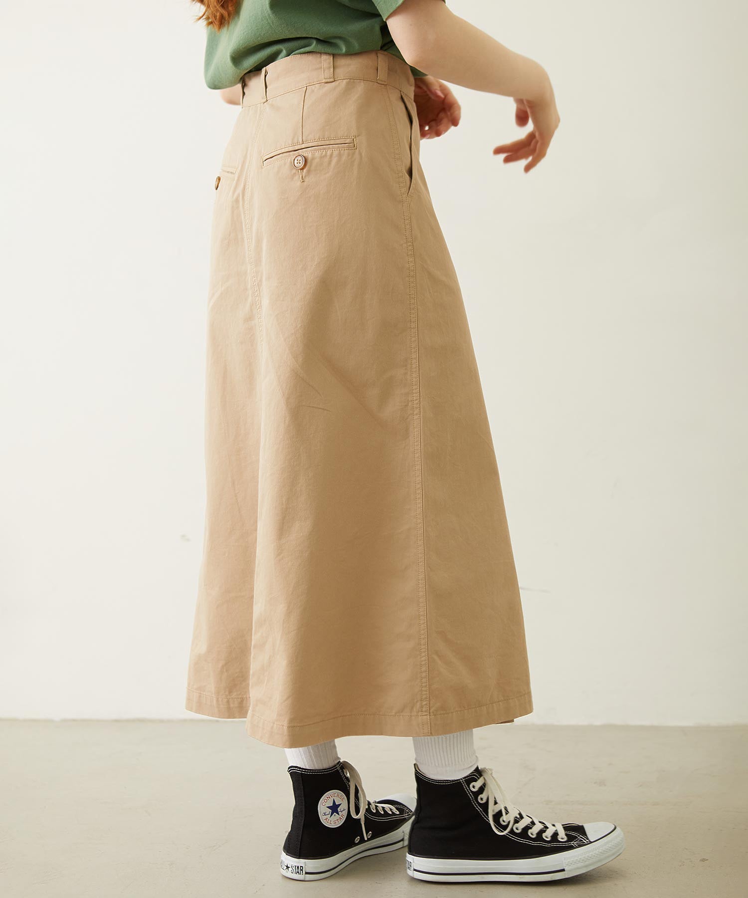CHINO TUCK LONG SKIRT