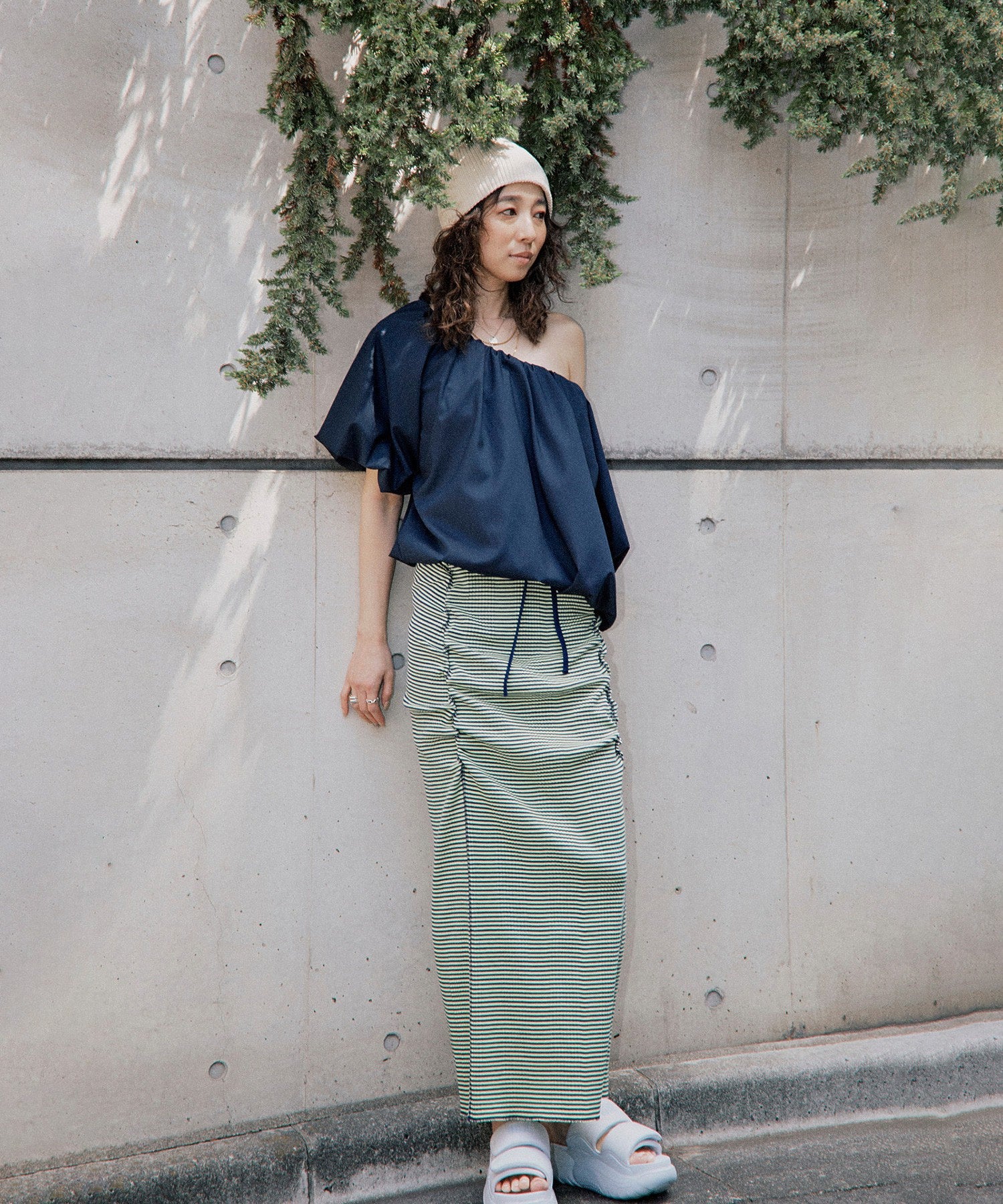 CREOLME/マルチボーダーシャーリングタイトスカート