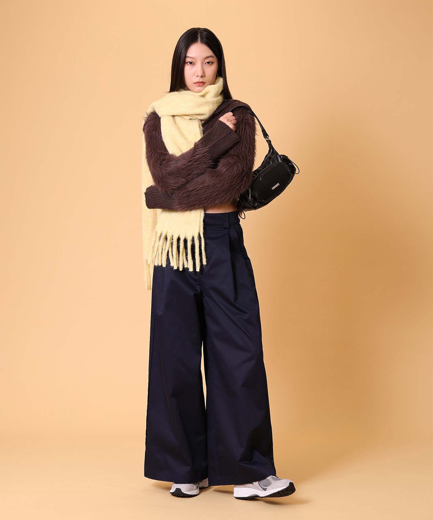 ビッグカラーシャギーニットカーディガン