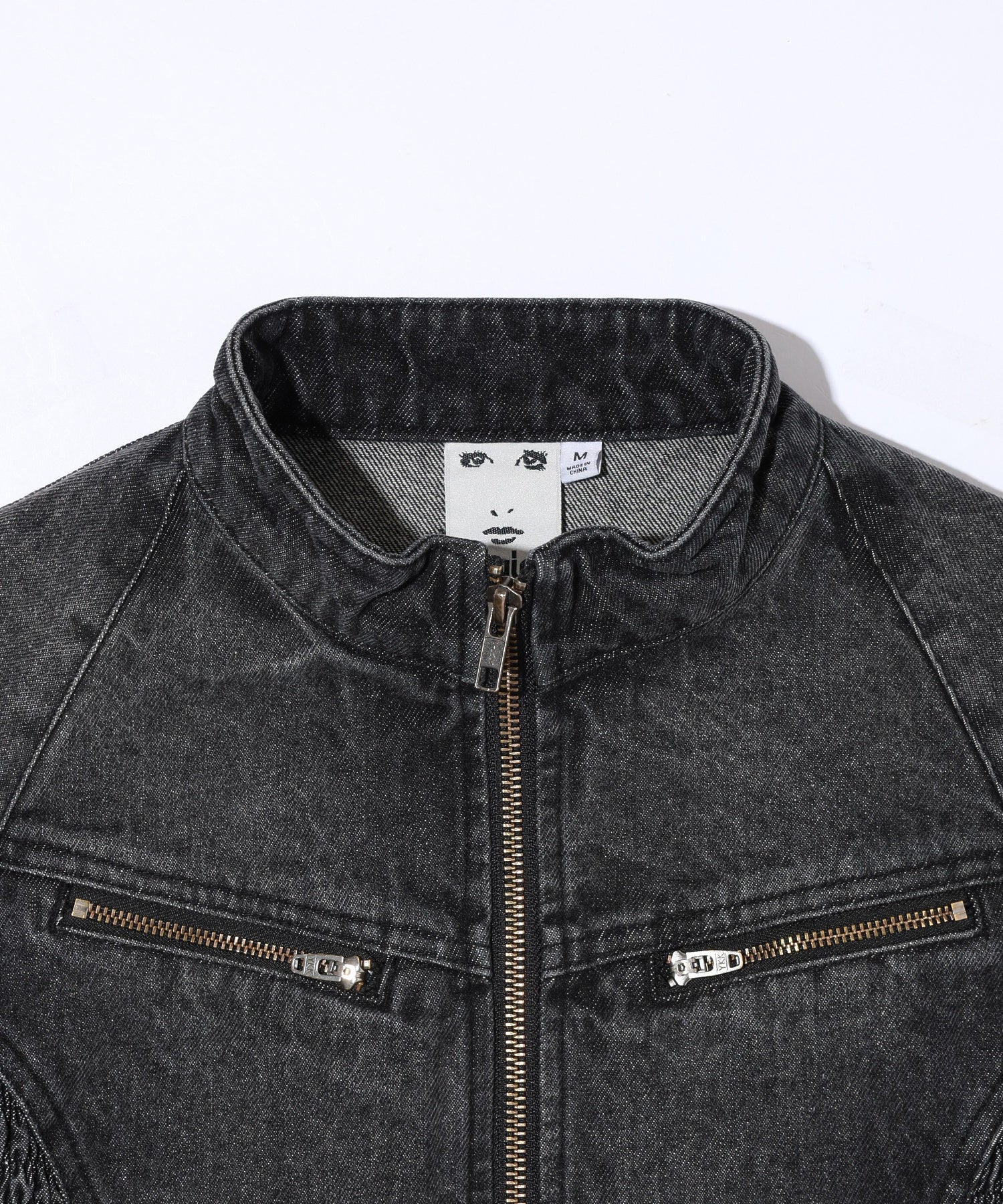 ZIP UP STAND COLLAR DENIM JACKET