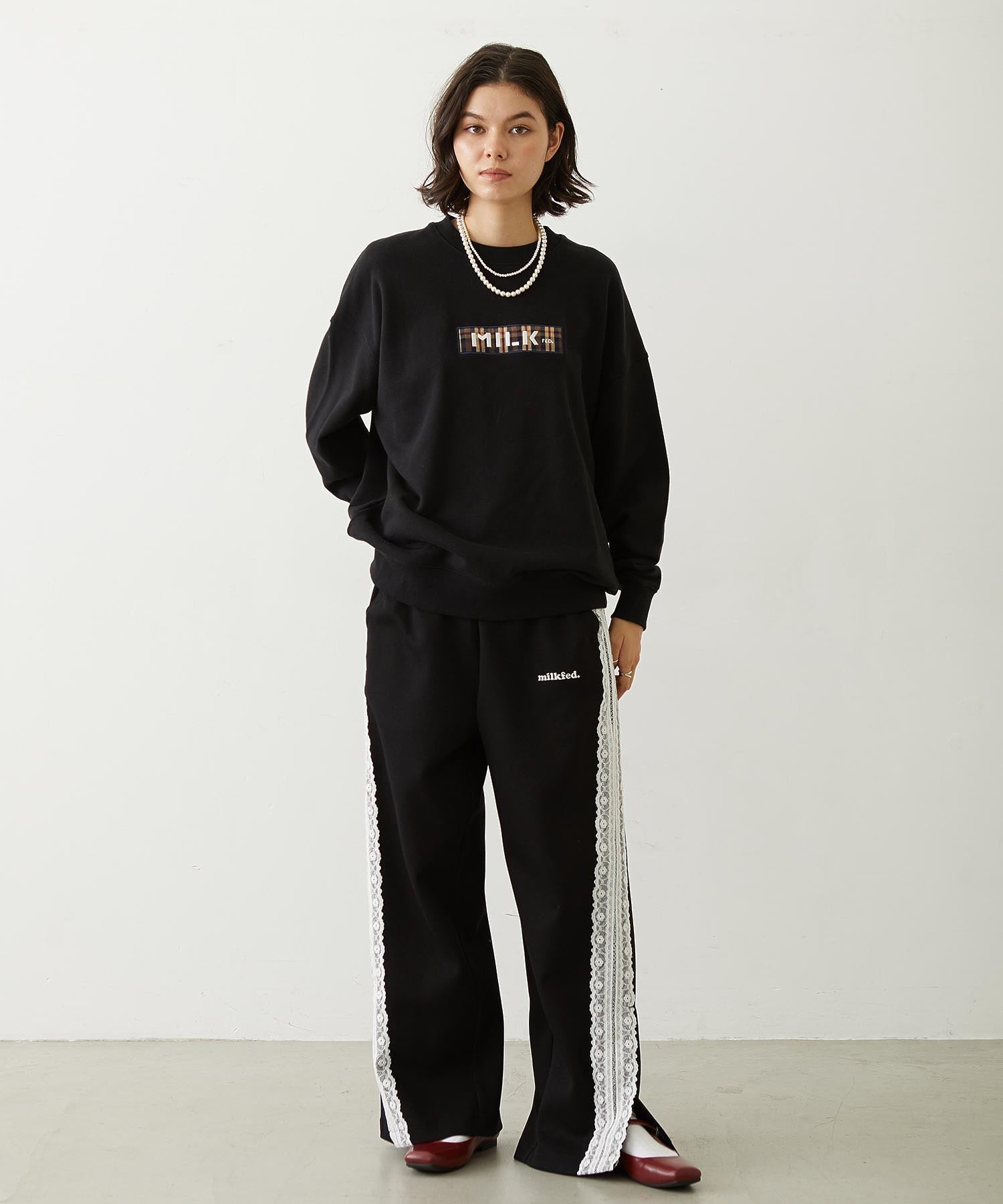 CHECKERED BAR LOGO SWEAT TOP