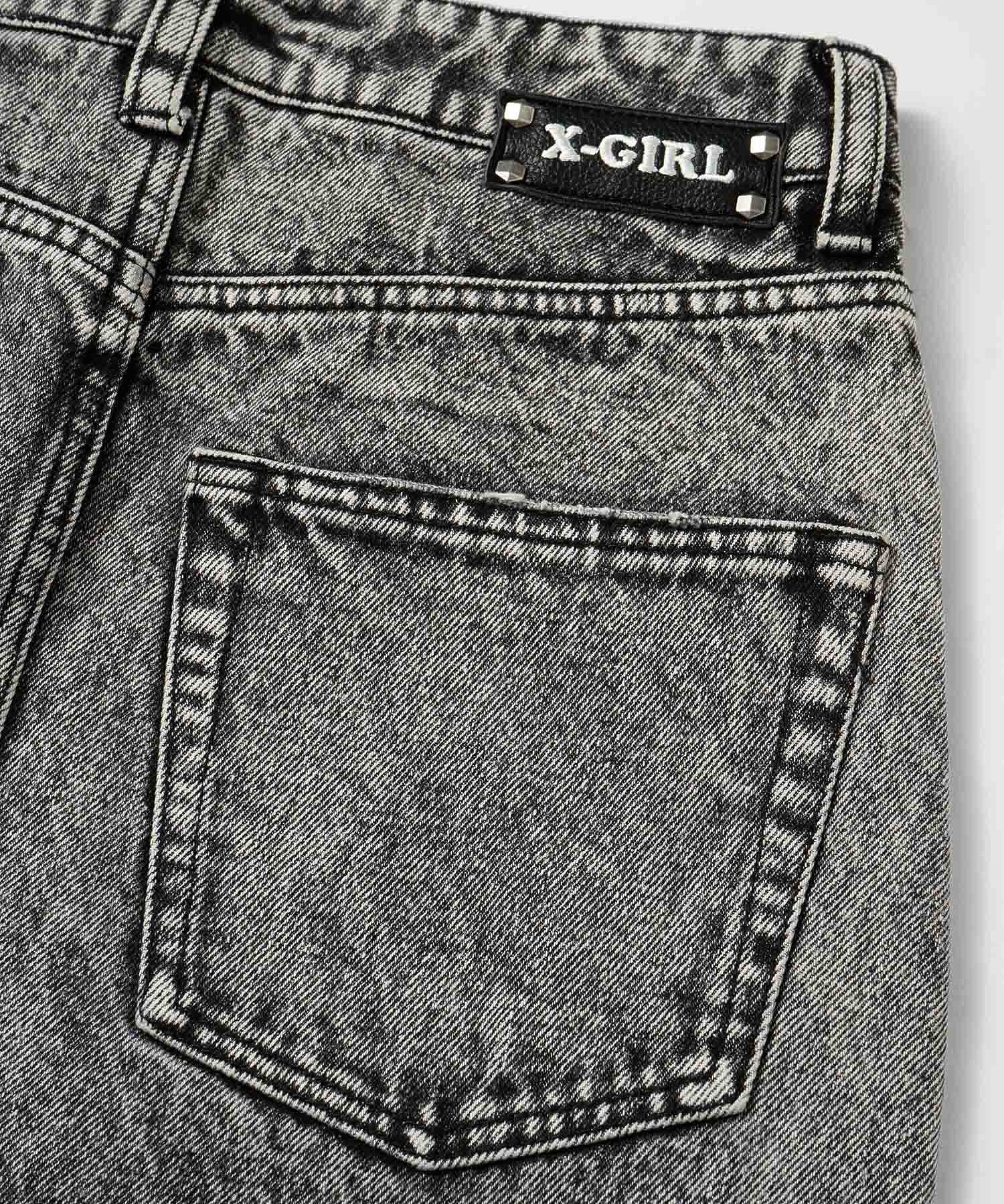 DISTRESSED DENIM SKIRT X-girl