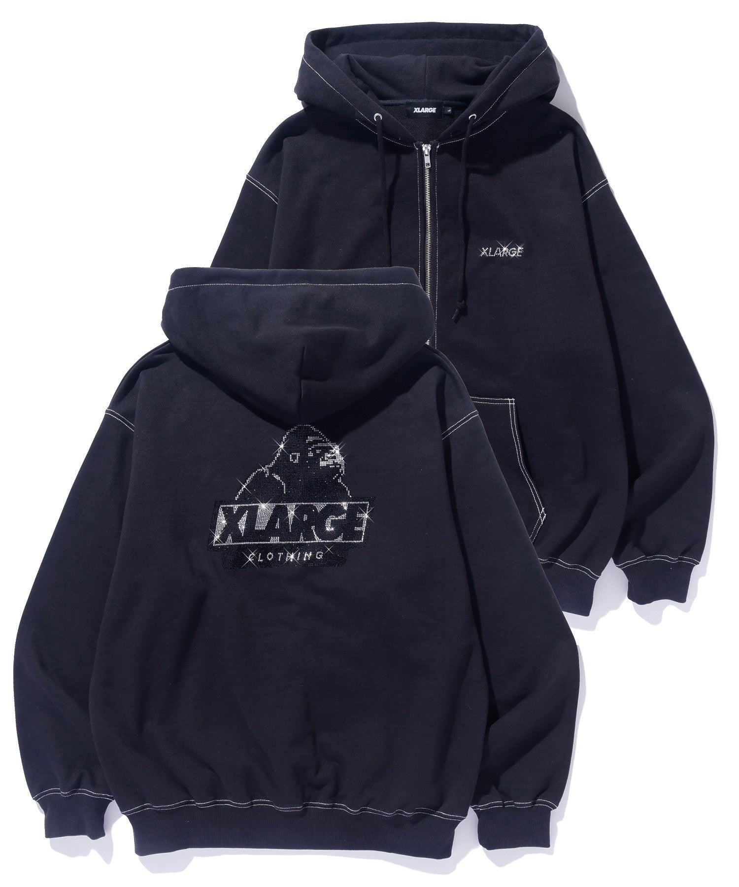 RHINESTONE OG ZIP HOODED SWEATSHIRT
