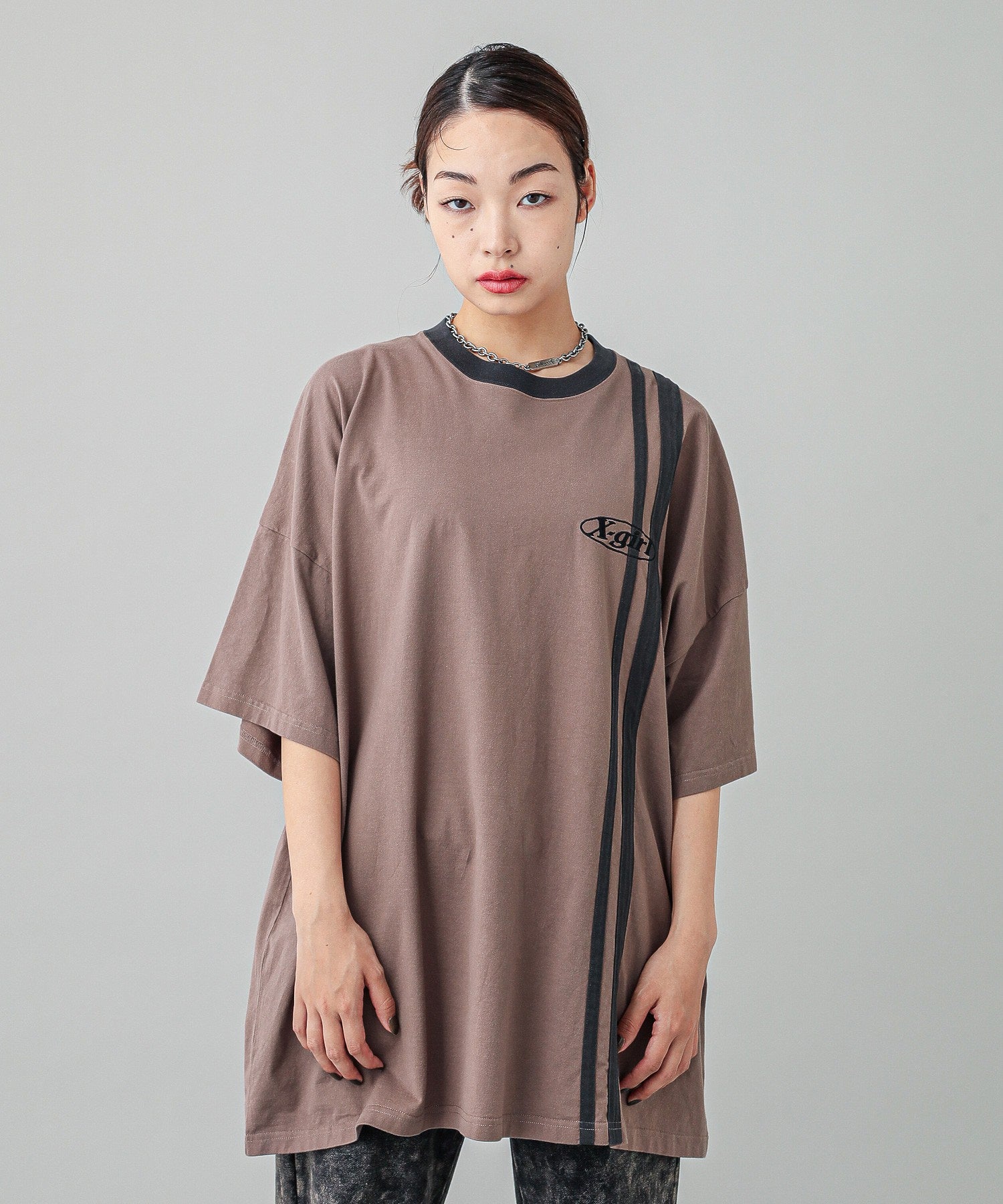 DOUBLE STRIPE S/S BIG TEE DRESS