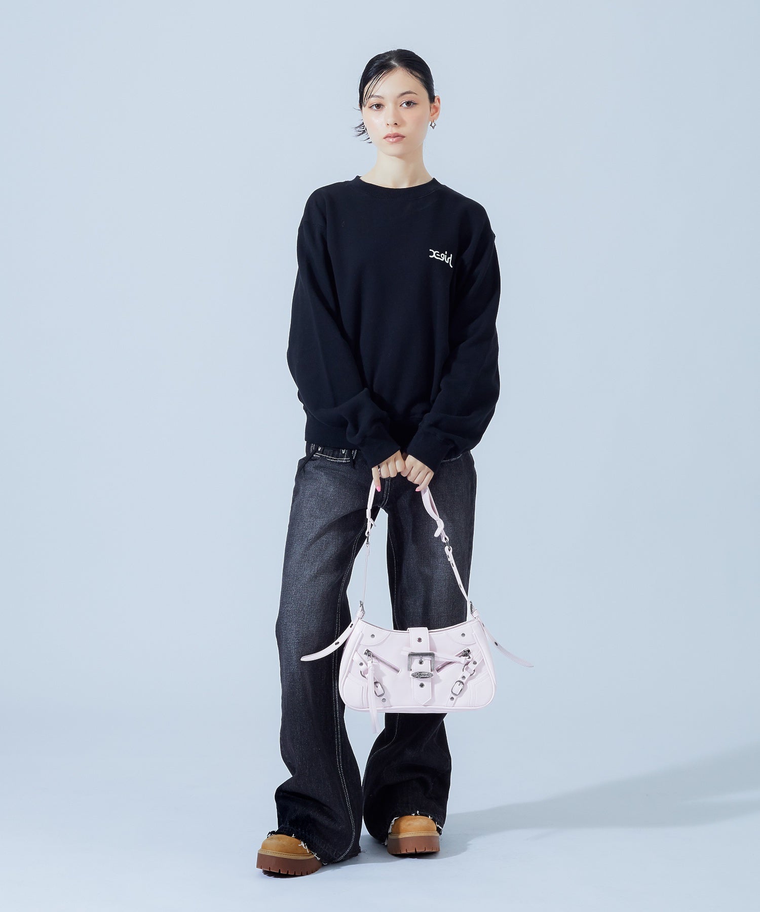 ZIP AND BELT FAUX LEATHER BAG