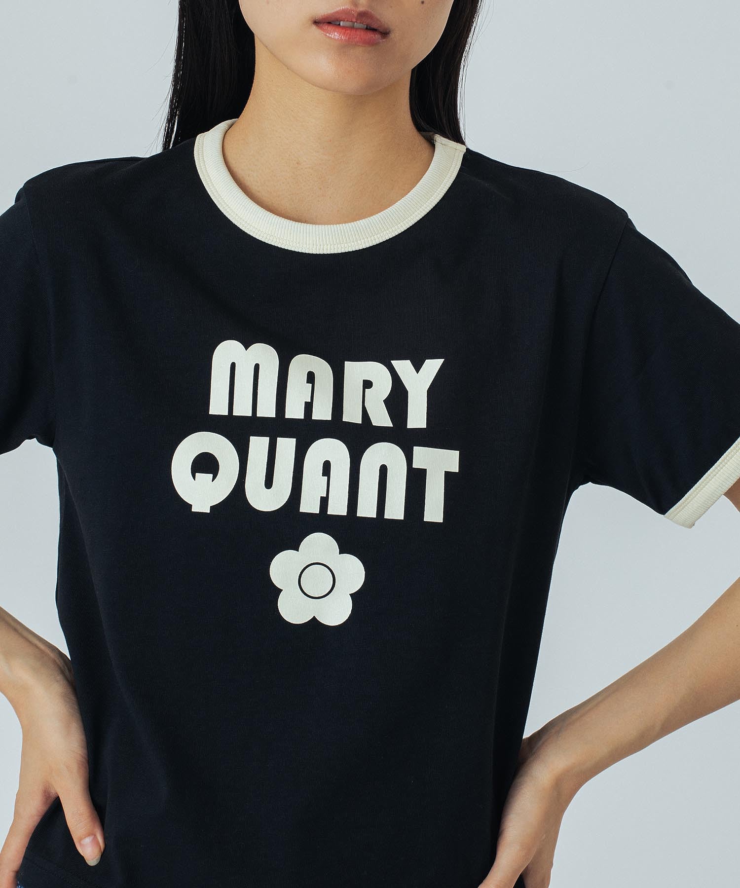 【イエローカラー/S・LサイズROSE BUD別注】MARY QUANT/RINGER TSHIRT