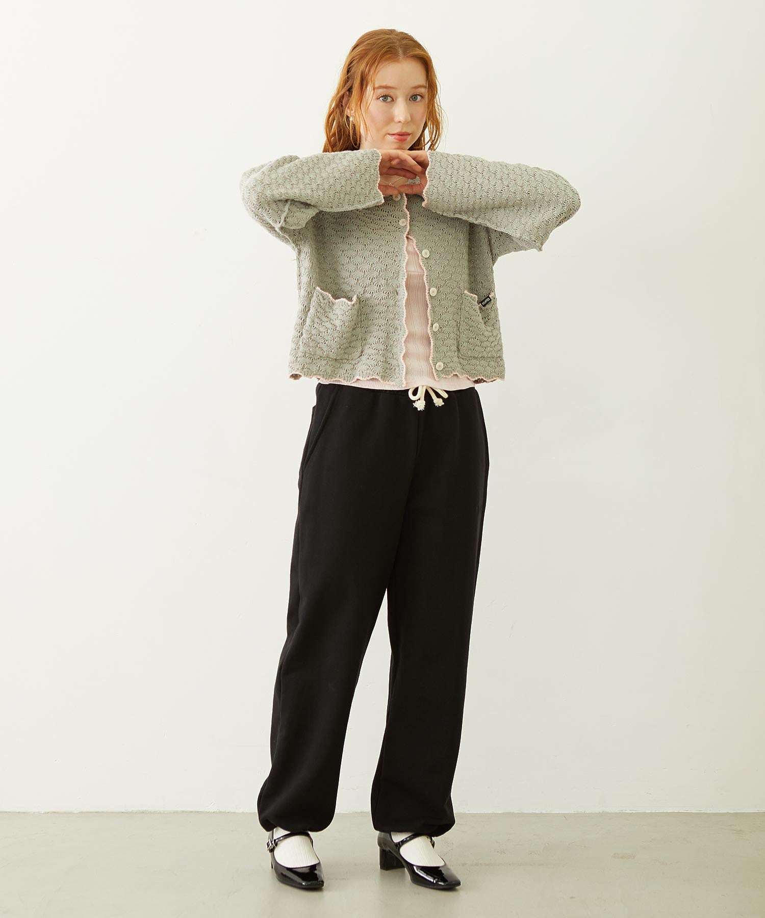 OPEN COLLAR CONTRAST TRIM KNIT CARDIGAN