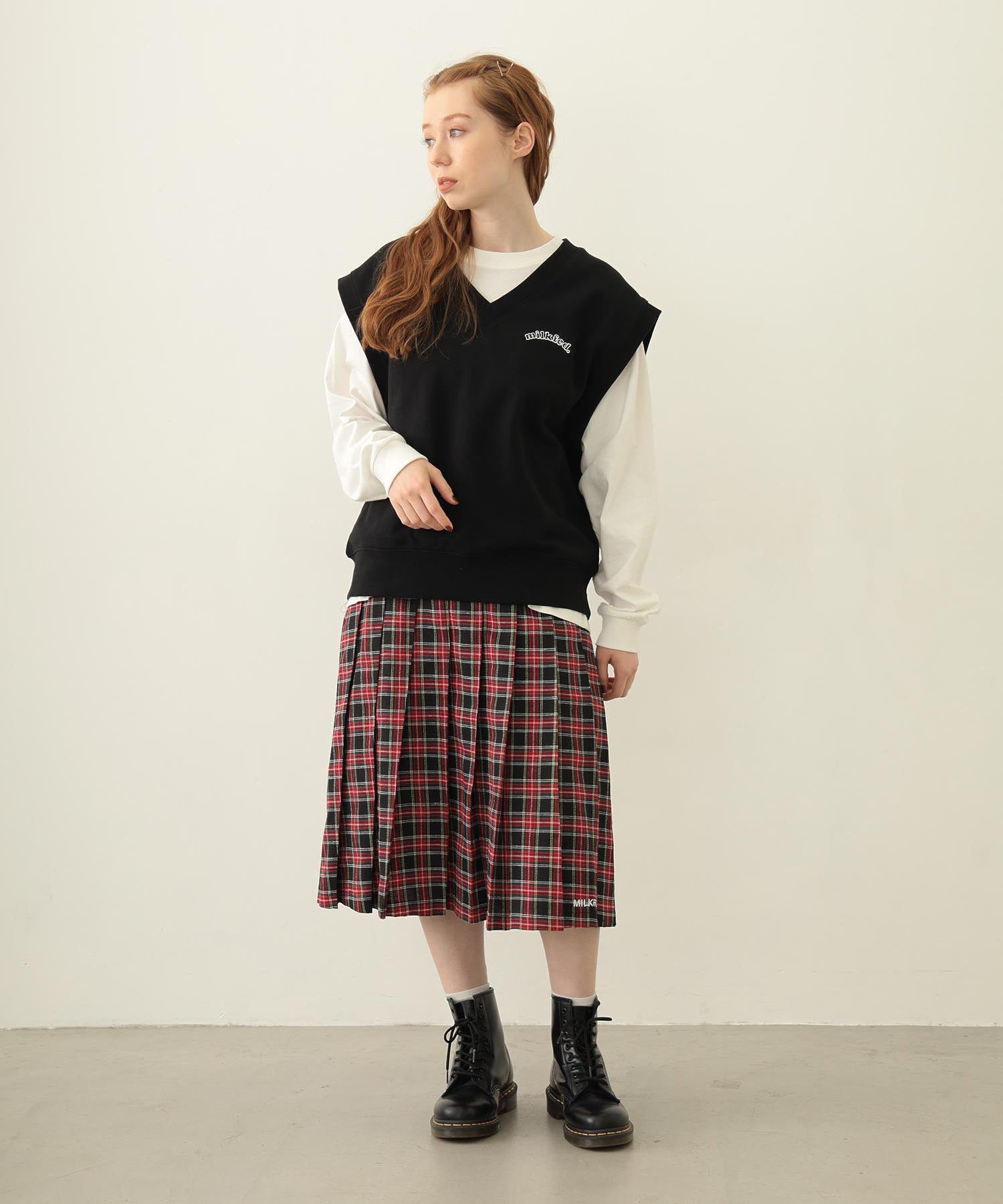 PLEATED PLAID SKIRT
