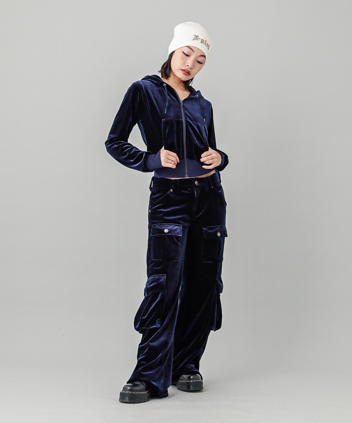 VELOUR ZIP UP HOODIE