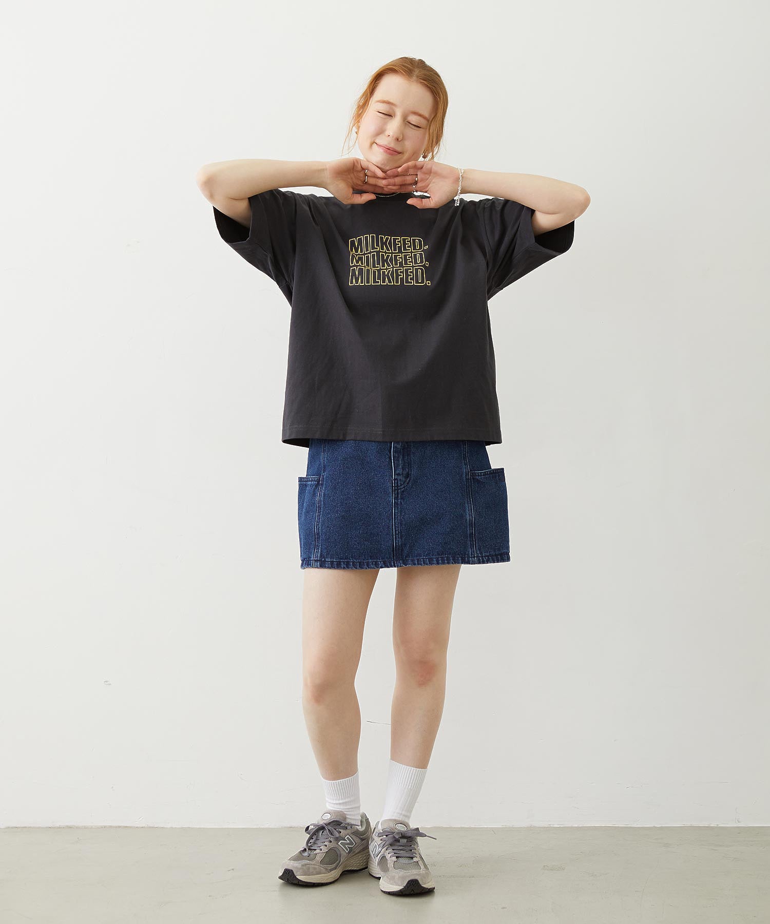 PANELED POCKET DENIM MINI SKIRT