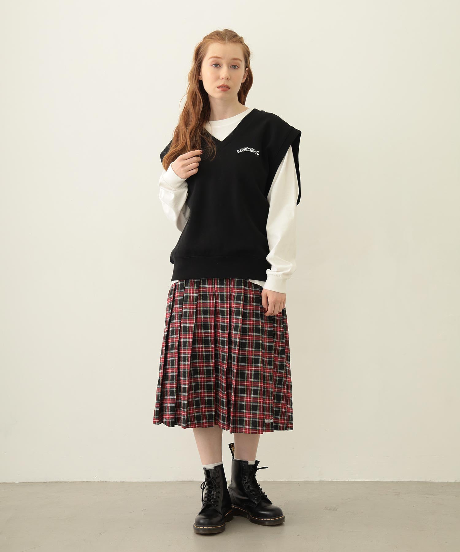 PLEATED PLAID SKIRT