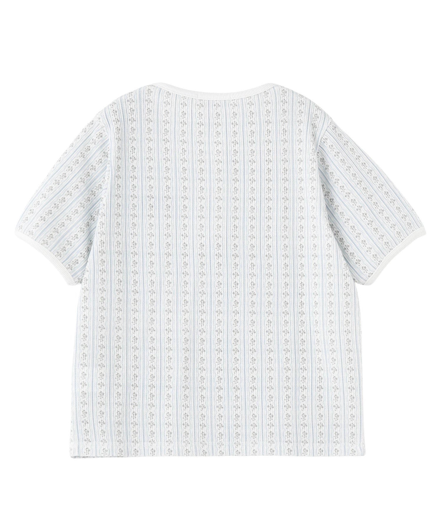 STRIPED FLOWER WAFFLE S/S TOP