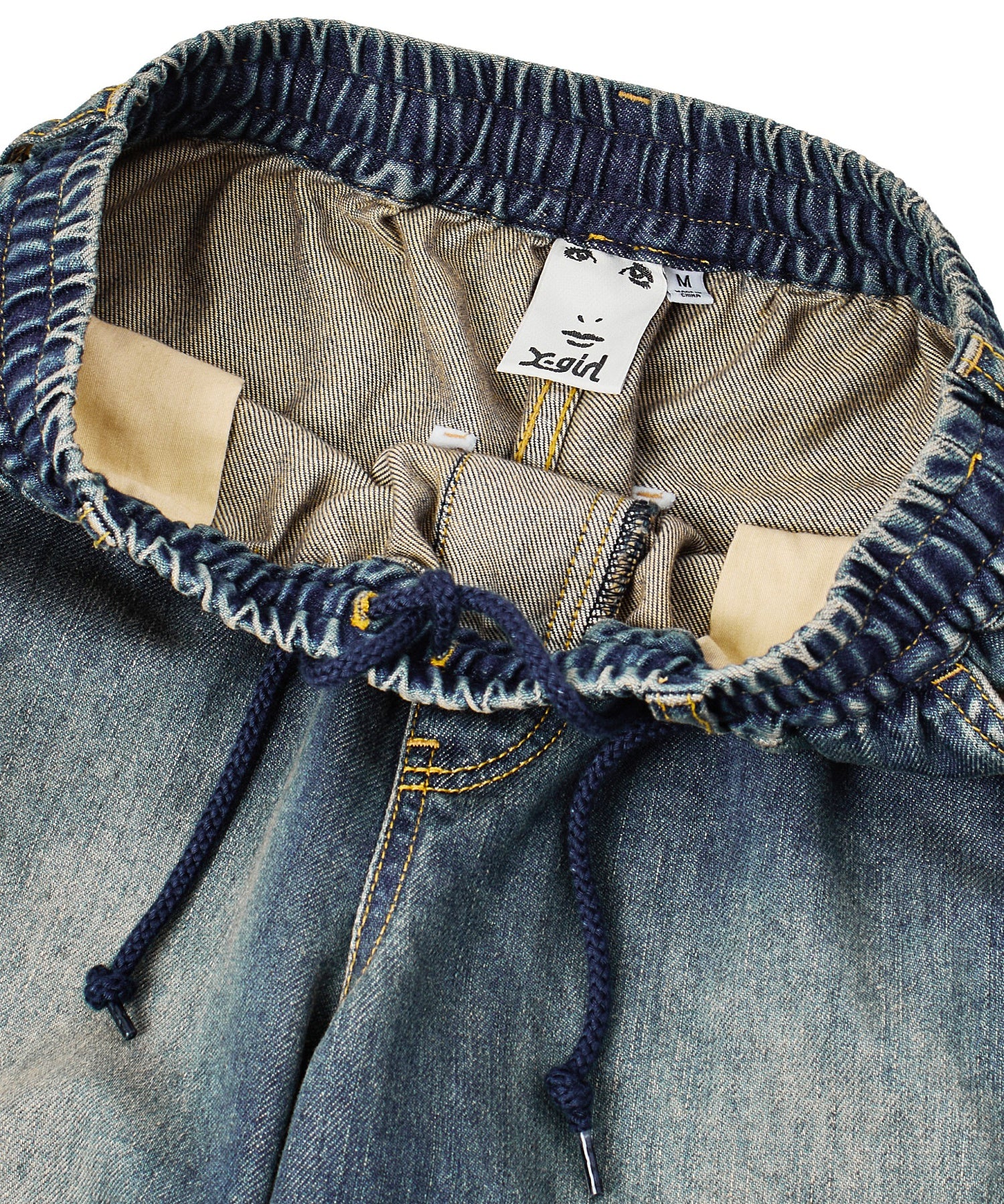 FADED 2WAY WIDE LEG DENIM CARGO PANTS