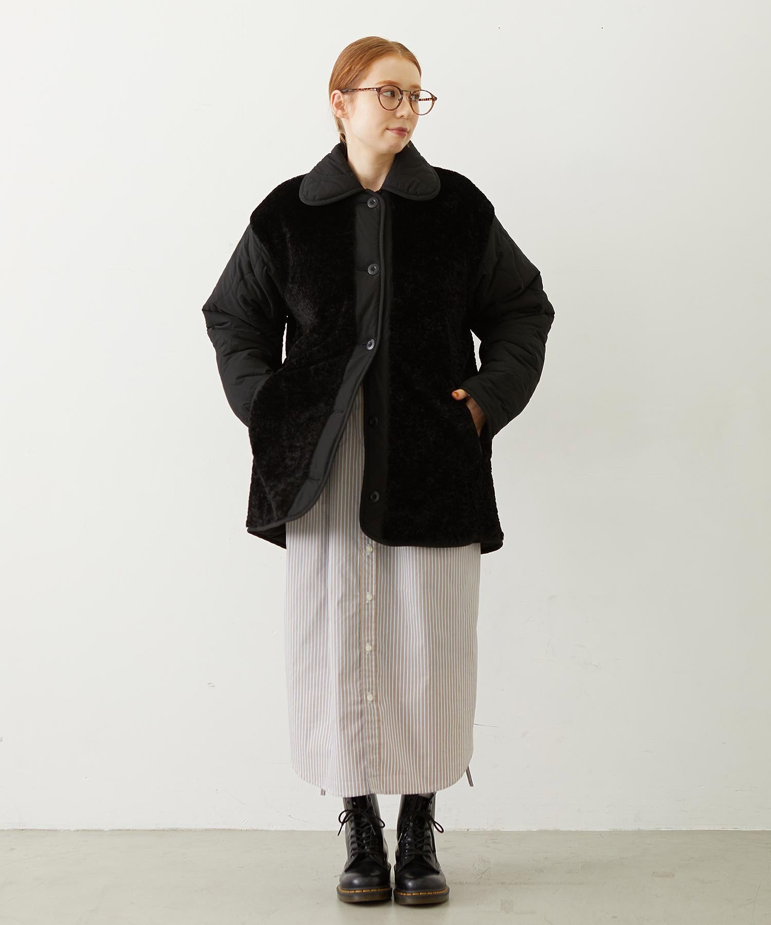 REVERSIBLE QUILTED LOGO LONG COAT