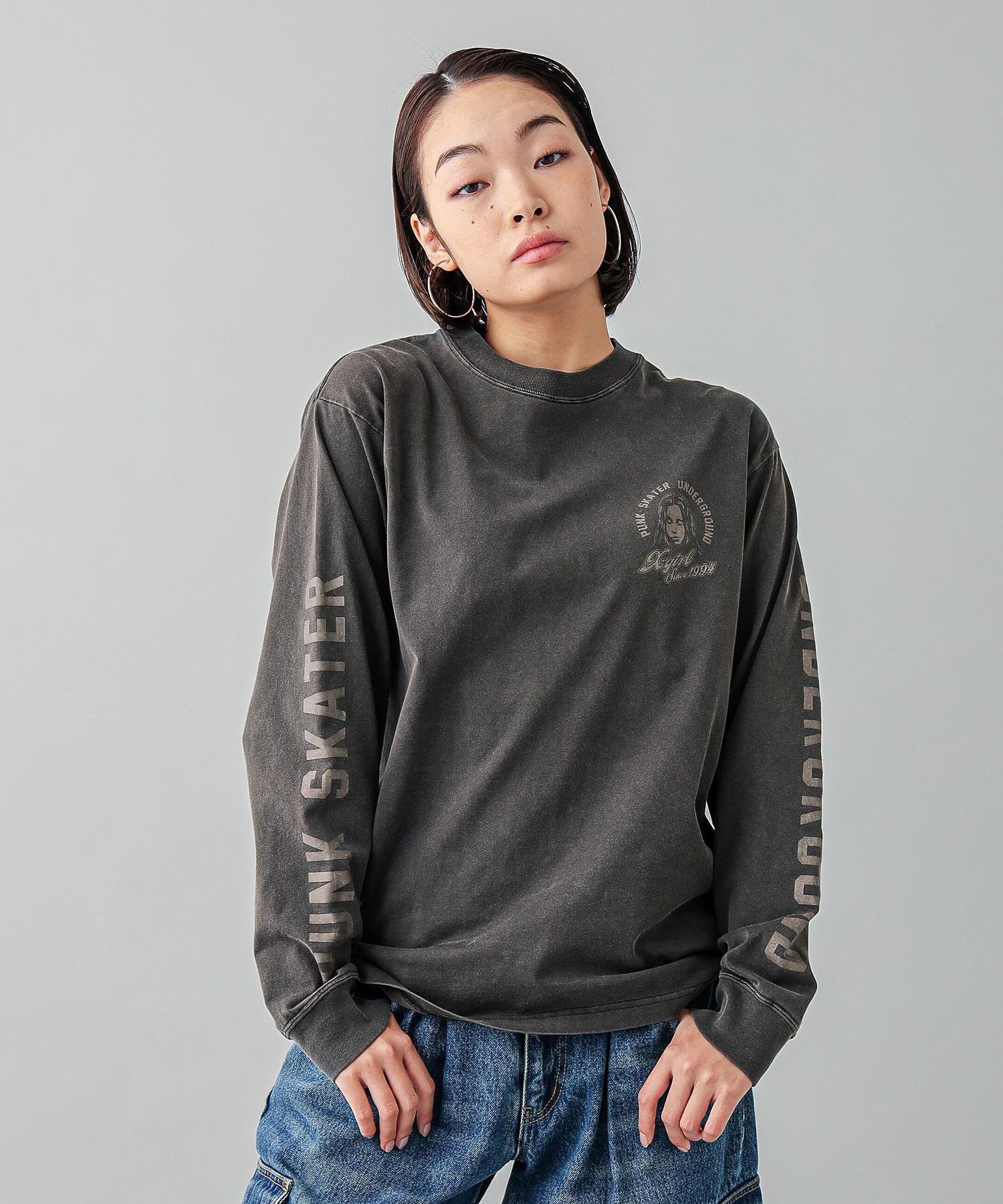 FACE & CURSIVE LOGO L/S TEE X-girl