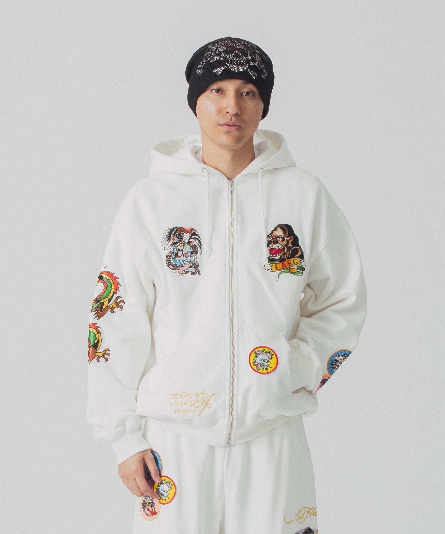 XLARGE×ED HARDY ZIP HOODED SWEATSHIRT