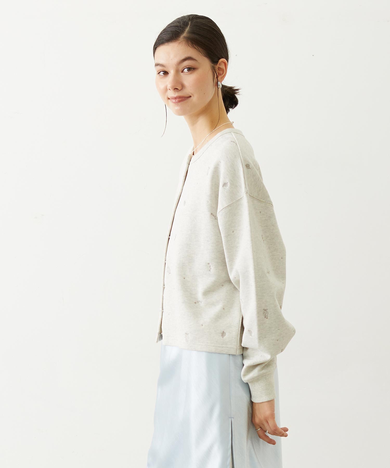 EMBROIDERED ROSE SWEAT JACKET