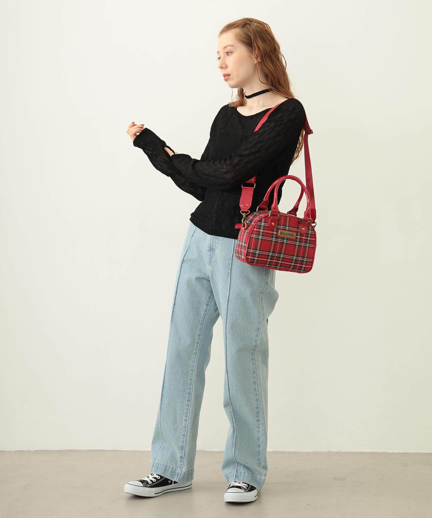 CENTER PLEAT DETAIL DENIM PANTS