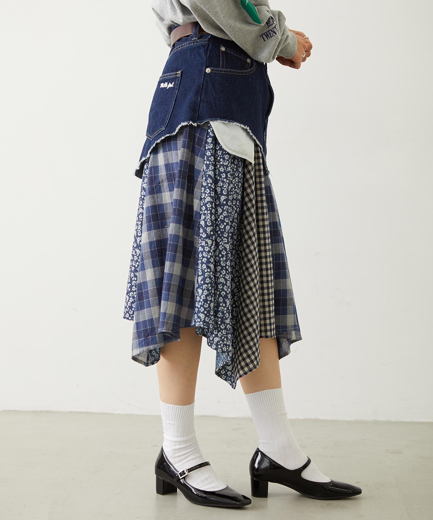 PATCHWORK OVERALL SKIRT