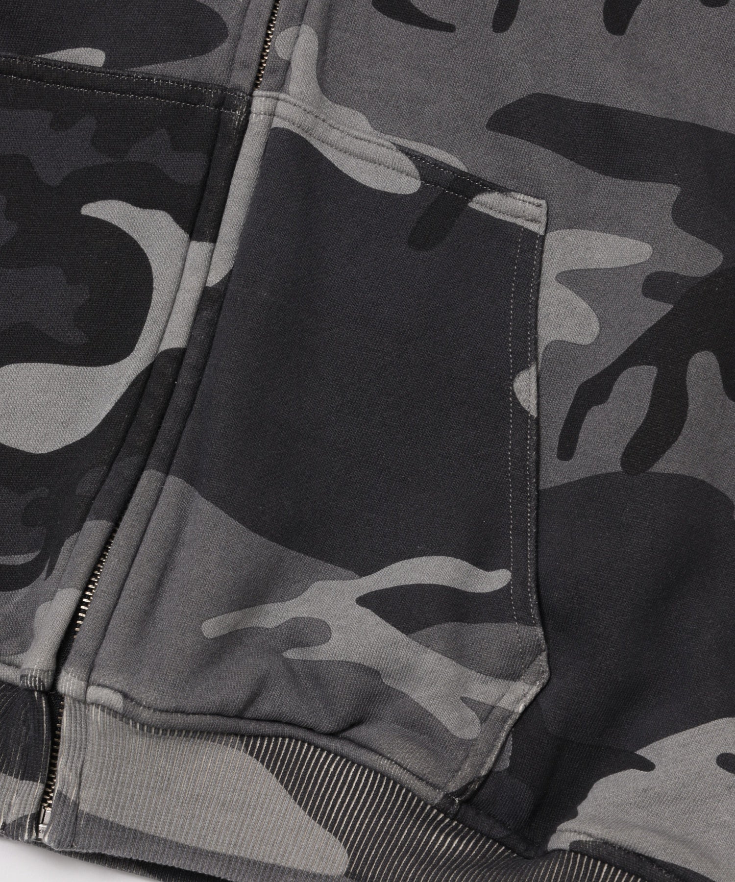 REVERSIBLE CAMO ZIP HOODED SWEATSHIRT