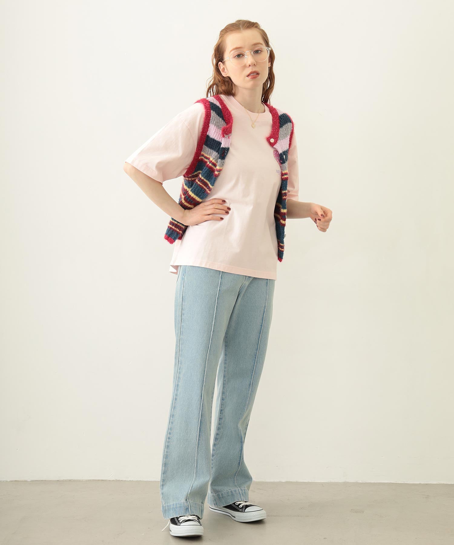 TWO-TYPE STRIPED KNIT VEST