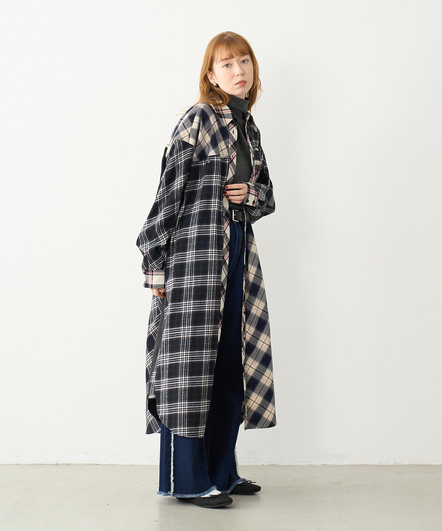 PLAID PATCHWORK SHIRT DRESS