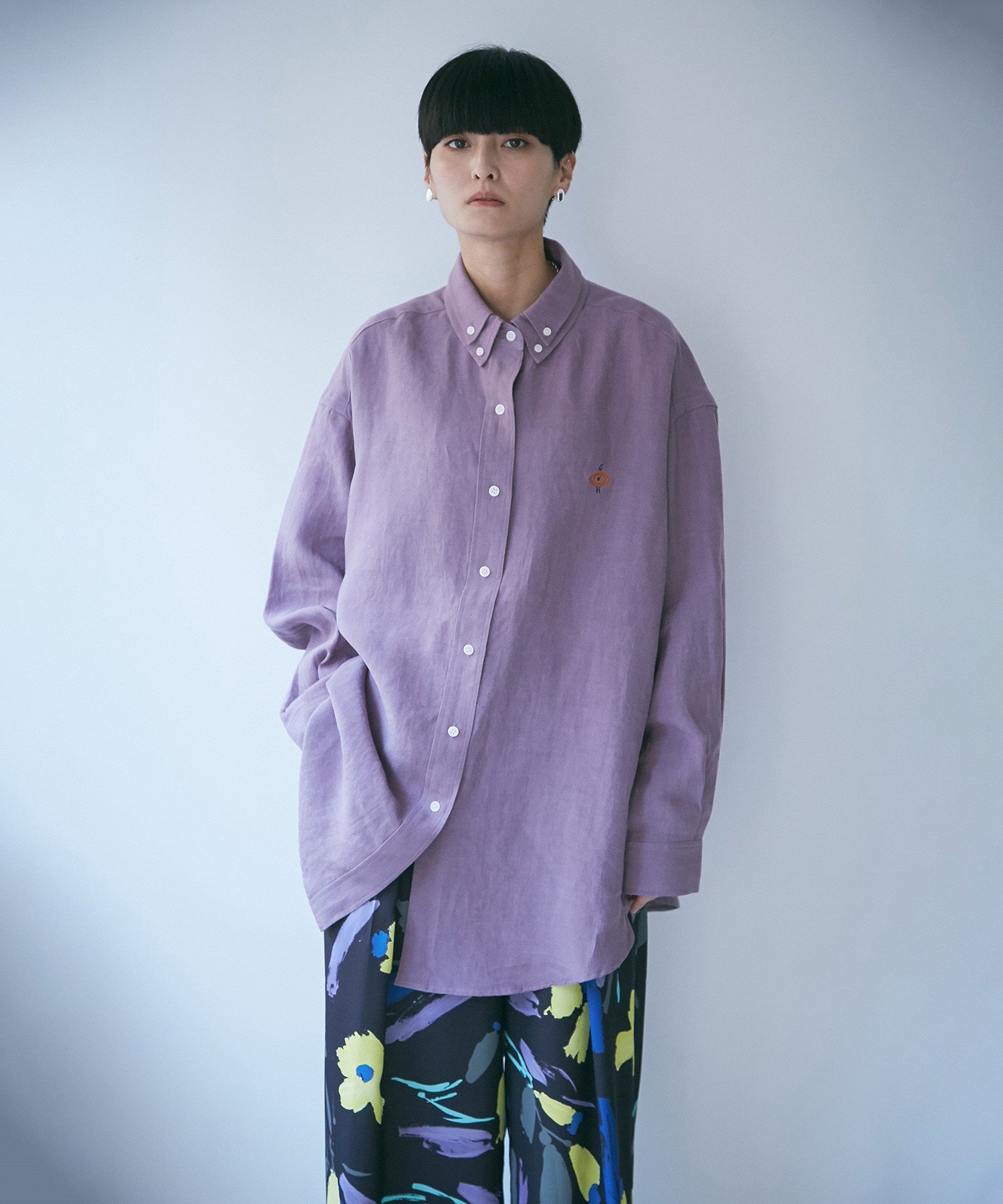 ボタンダウン ダブルネックシャツ