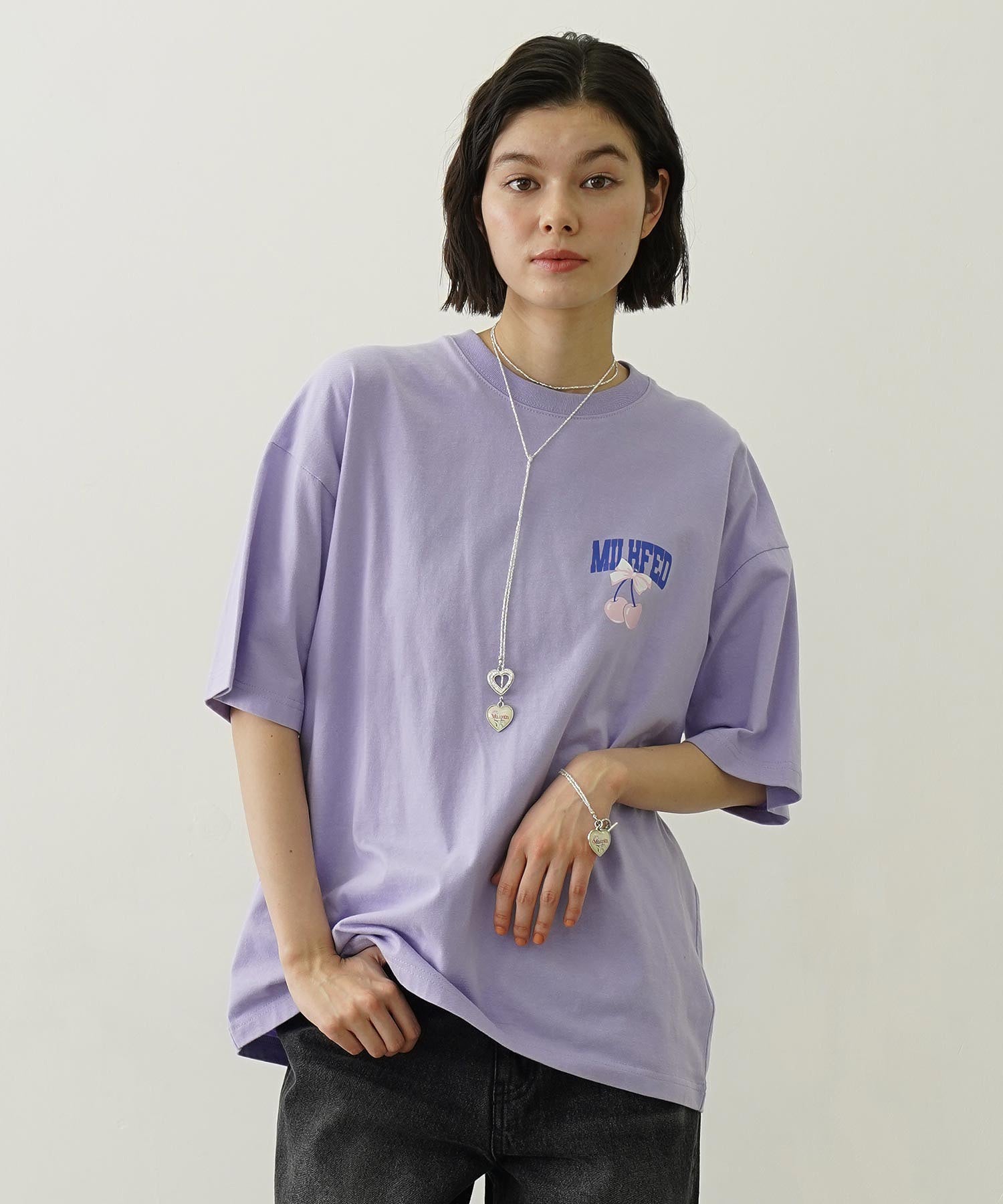 CHERRY AND RIBBON WIDE S/S TEE