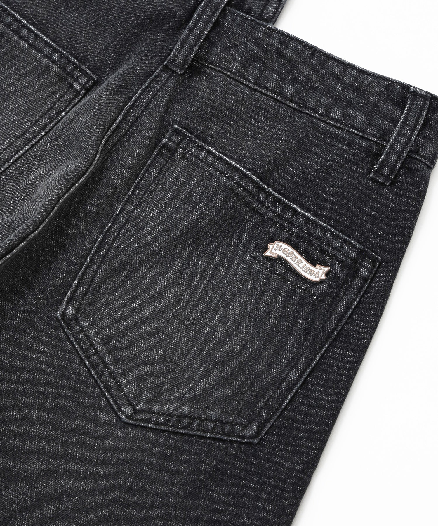 ASYMMETRIC WAIST BARREL LEG DENIM PANTS