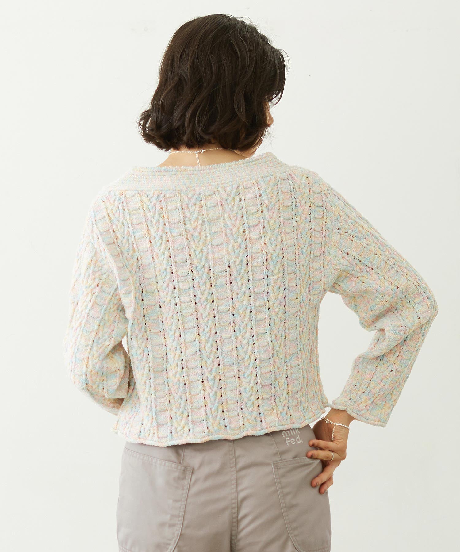 OPENWORK CABLE KNIT CARDIGAN