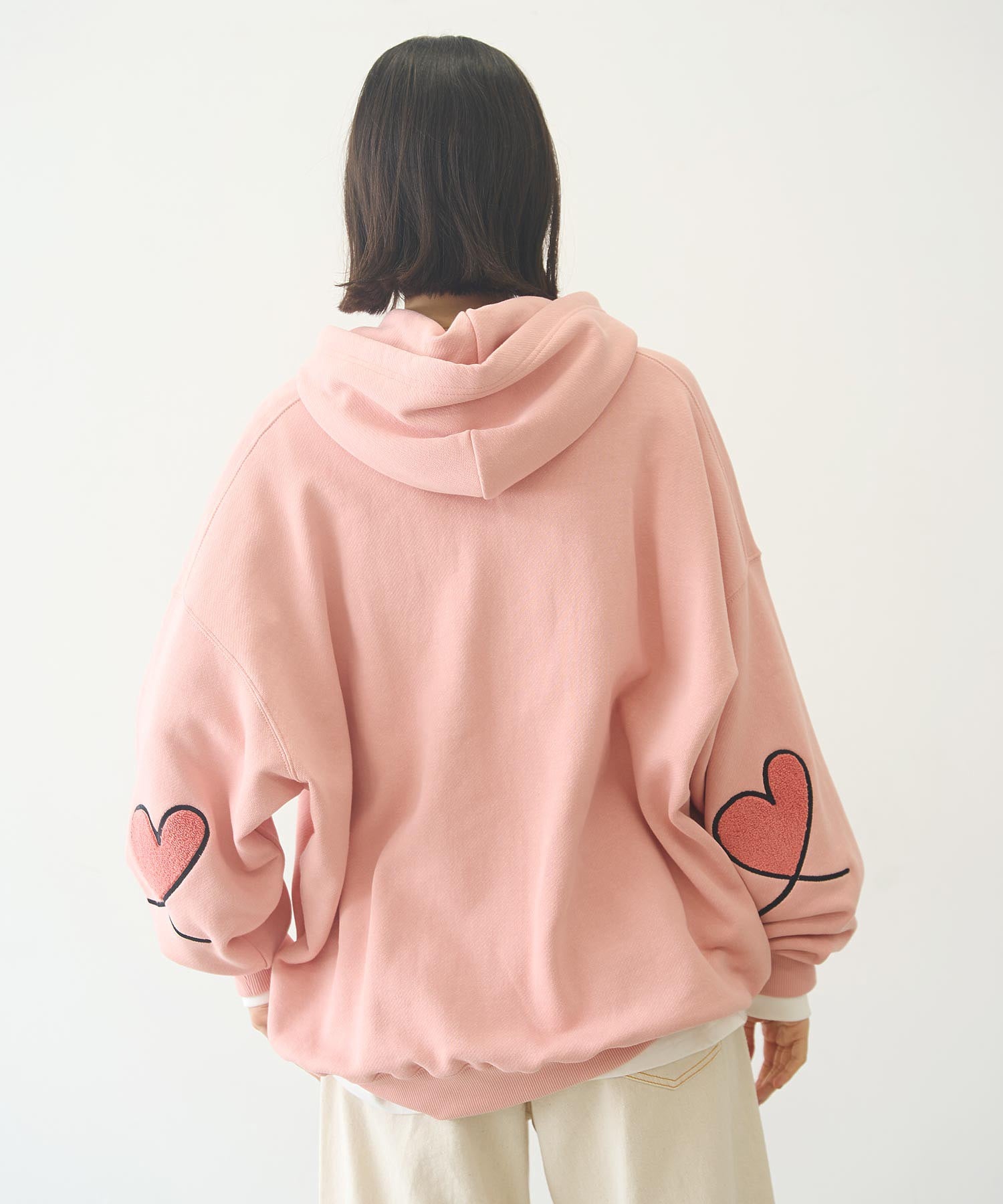 LOVE HEART ELBOW SWEAT HOODIE